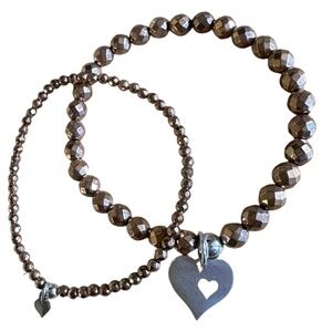 Mother & Daughter / Best Friends Bracelet Set - Rose Gold Hematite w/ SS Charms